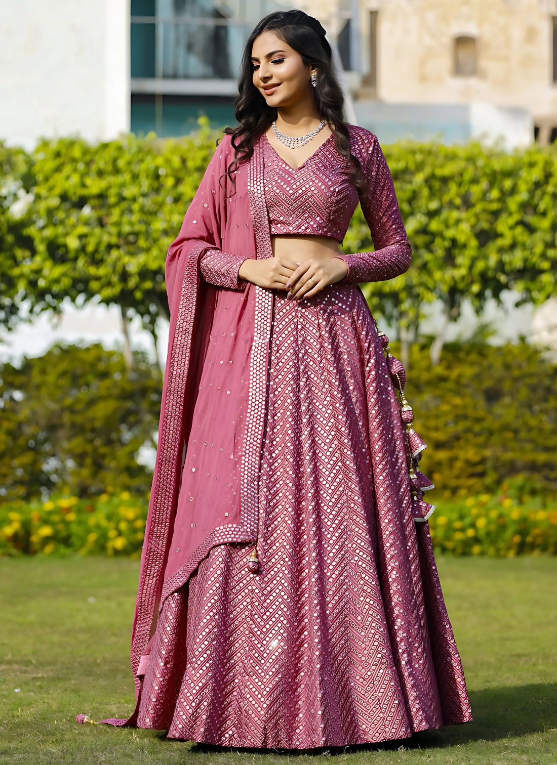 Lehenga Mart Designer Bollywood Style Wedding Wear Lehenga Choli - Metallic pink - Distacart