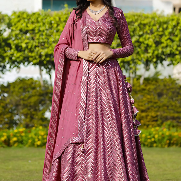 Lehenga Mart Designer Bollywood Style Wedding Wear Lehenga Choli - Metallic pink - Distacart