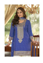 Thumbnail for Aarshi Fashions Blue Heavy Chinon Silk Full Stitched Palazzo Suit