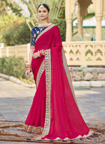 Thumbnail for Vegaa Fashion Red Georgette Embroidered Wedding Wear Saree