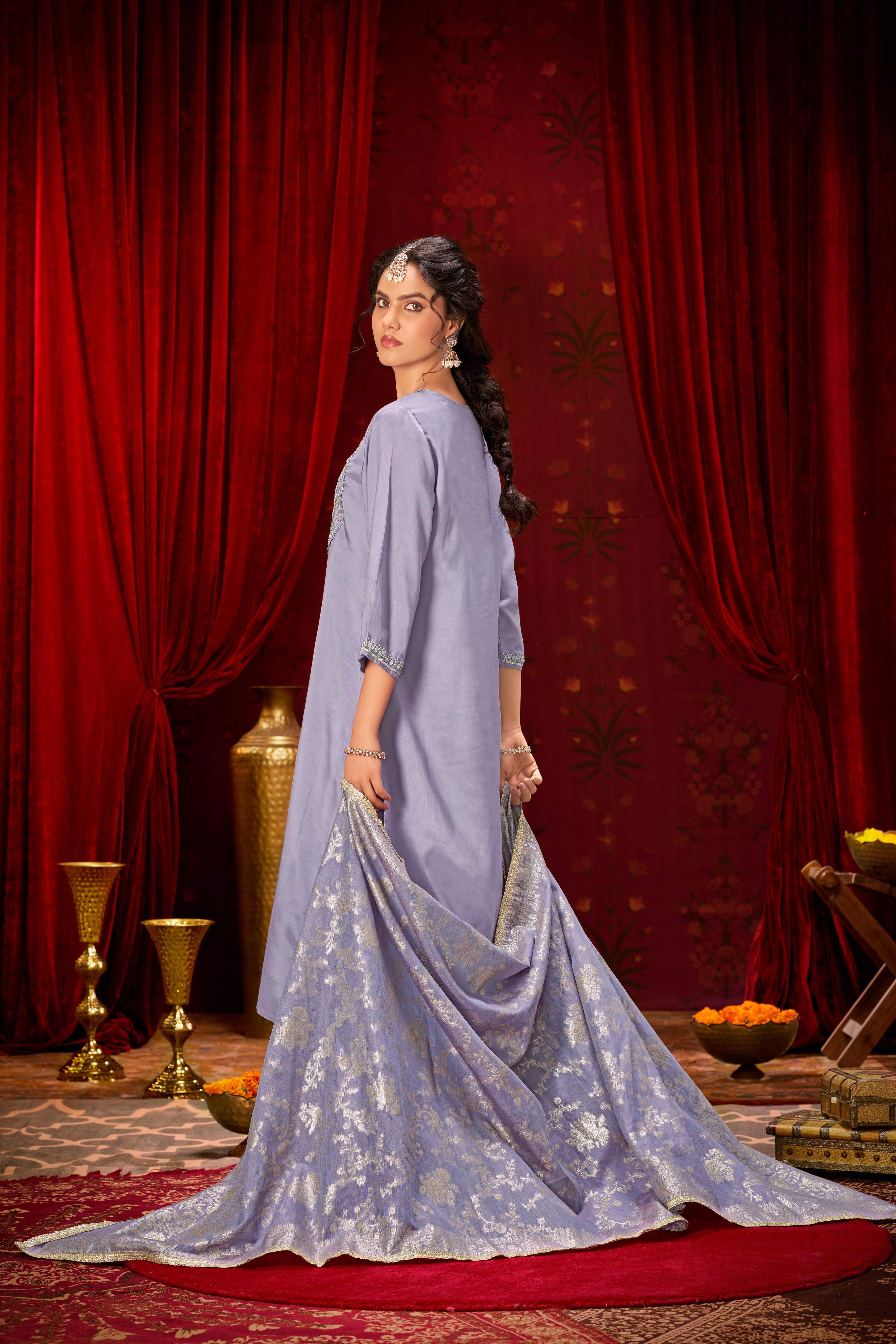 BulBul Sehmat Purple Muslin Kurta Set With Dupatta
