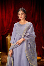 Thumbnail for BulBul Sehmat Purple Muslin Kurta Set With Dupatta
