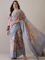 Thumbnail for NOZ2TOZ Women's Silk Blend Beige Printed Designer Saree With Blouse Piece - Distacart