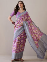 Thumbnail for NOZ2TOZ Women's Silk Blend Mauve Printed Designer Saree With Blouse Piece - Distacart