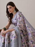 Thumbnail for NOZ2TOZ Women's Silk Blend Beige Printed Designer Saree With Blouse Piece - Distacart