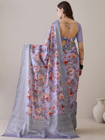 Thumbnail for NOZ2TOZ Women's Silk Blend Lavender Printed Designer Saree With Blouse Piece - Distacart