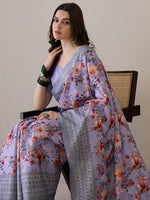Thumbnail for NOZ2TOZ Women's Silk Blend Lavender Printed Designer Saree With Blouse Piece - Distacart