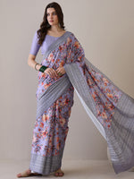 Thumbnail for NOZ2TOZ Women's Silk Blend Lavender Printed Designer Saree With Blouse Piece - Distacart
