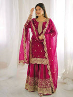 Thumbnail for Teeya Creation Rani Color Fendy Silk Embroidery Work Wedding Wear Salwar Suit - Distacart