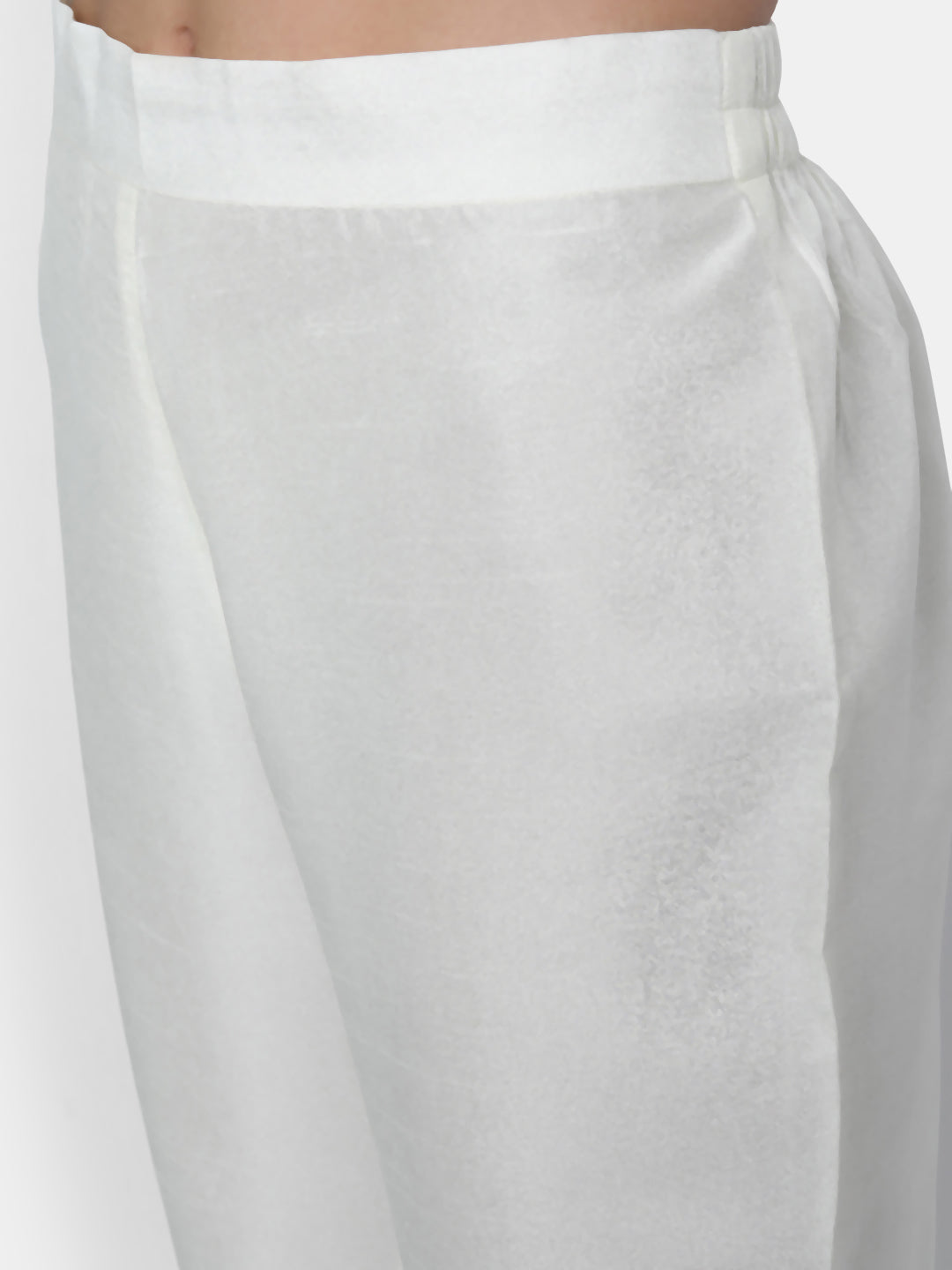 Janasya Off-White Poly Silk Solid Set - Distacart