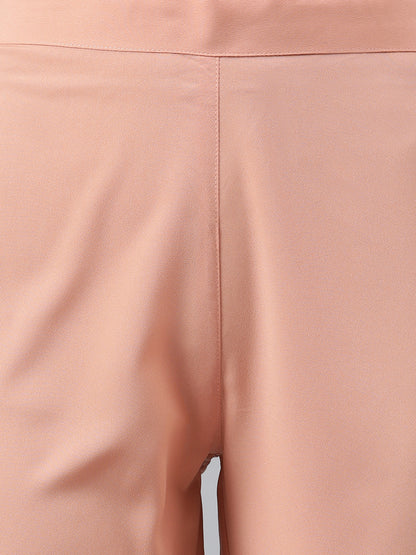 Janasya Peach Poly Crepe Solid Set - Distacart