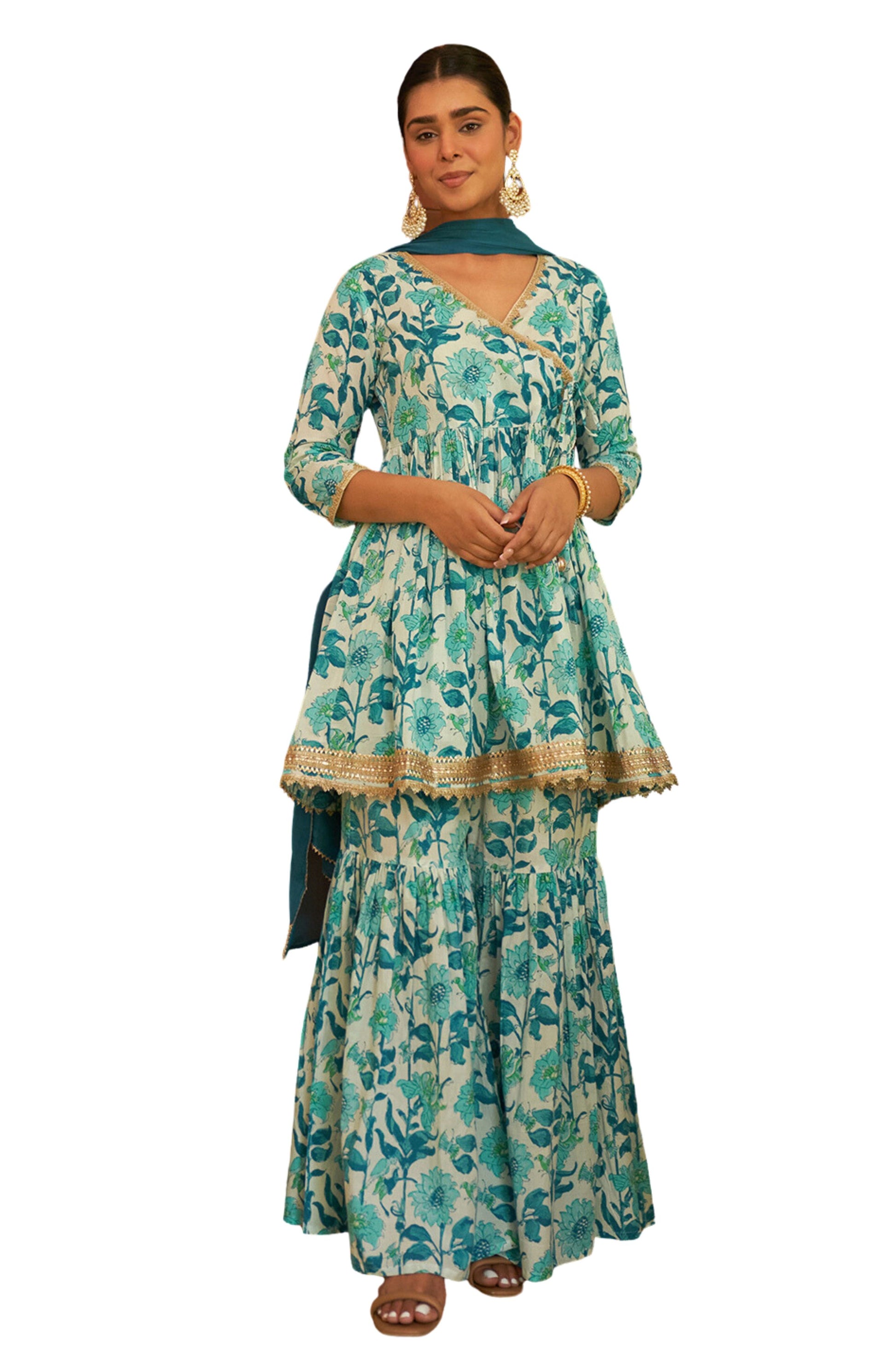 Janasya White Cotton Floral Printed Set - Distacart