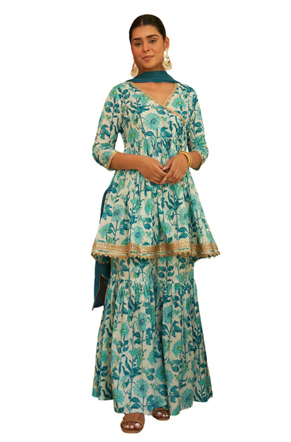 Janasya White Cotton Floral Printed Set - Distacart