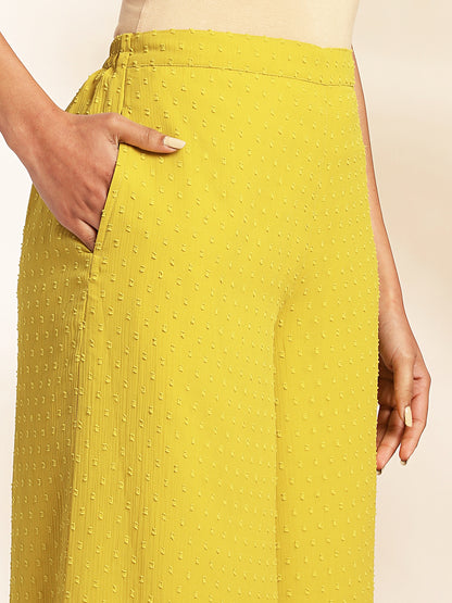 Janasya Yellow Dobby Chiffon Solid Sets - Distacart