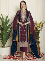 Thumbnail for Aastha Fashion Women's Magenta Chinon Chiffon Embroidered Designer Straight Suit Set - Distacart