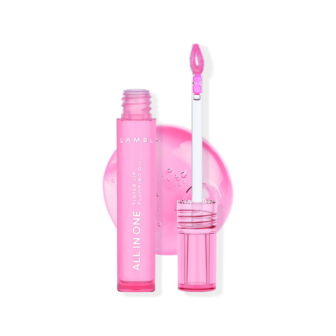 Lamel All In One Lip Tinted Plumping Oil - 402 Pink Sparkle - Distacart