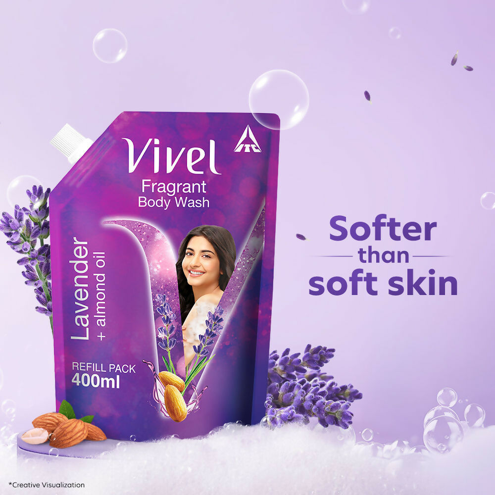 Vivel Fragrant Body Wash Lavender & Almond Oil Moisturizing Shower Gel Supersaver Refill Pack - Distacart