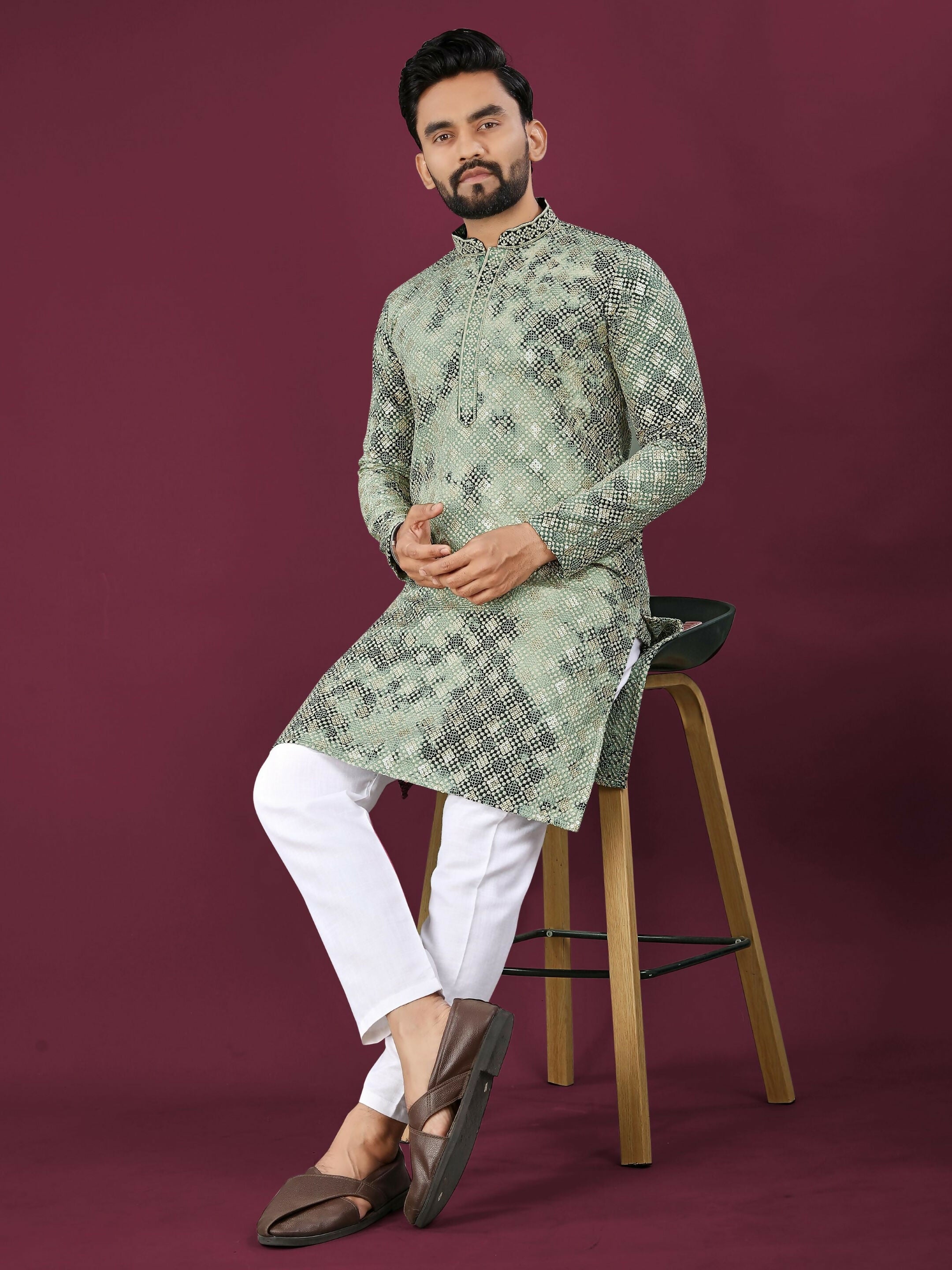 Anaita Green Chikankari Work Viscose Rayon Straight Kurta - Distacart