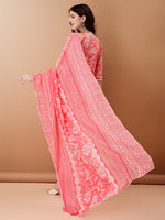 Thumbnail for Angrakha Style Floral Printed A-Line Kurta With Pant & Dupatta, Pink - Hiral Fashion - Distacart