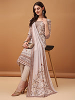 Thumbnail for Hand Embroidered,Schiffli & Printed Kurta With Pant & Printed Dupatta, Brown - Hiral Fashion - Distacart
