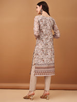 Thumbnail for Hand Embroidered,Schiffli & Printed Kurta With Pant & Printed Dupatta, Brown - Hiral Fashion - Distacart