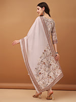Thumbnail for Hand Embroidered,Schiffli & Printed Kurta With Pant & Printed Dupatta, Brown - Hiral Fashion - Distacart