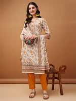 Thumbnail for Hand Embroidered,Schiffli & Printed Kurta With Pant & Printed Dupatta, Yellow - Hiral Fashion - Distacart