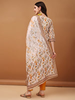 Thumbnail for Hand Embroidered,Schiffli & Printed Kurta With Pant & Printed Dupatta, Yellow - Hiral Fashion - Distacart