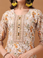 Thumbnail for Hand Embroidered,Schiffli & Printed Kurta With Pant & Printed Dupatta, Yellow - Hiral Fashion - Distacart