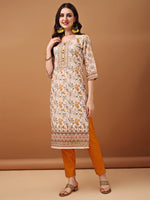 Thumbnail for Hand Embroidered,Schiffli & Printed Kurta With Pant & Printed Dupatta, Yellow - Hiral Fashion - Distacart
