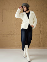 Thumbnail for Lyush Women Off White Fur Flap Pockets Jacket