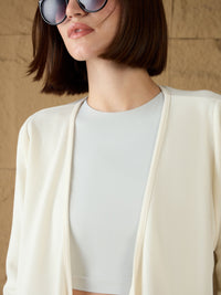 Thumbnail for Lyush Women Off-White Front Open Long Shrug