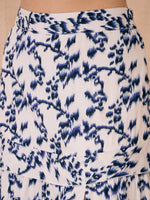 Thumbnail for Lyush Women Navy Ikat Print Strappy Crop Top With Slit Skirt