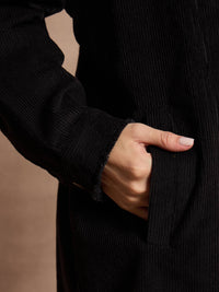 Thumbnail for Lyush Women Black Corduroy Oversize Shacket