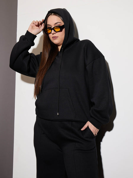 Lyush Women Black Fleece Hoodie