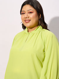 Thumbnail for Lyush Women Lime Green Front Twisted Detail Top