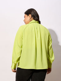 Thumbnail for Lyush Women Lime Green Front Twisted Detail Top