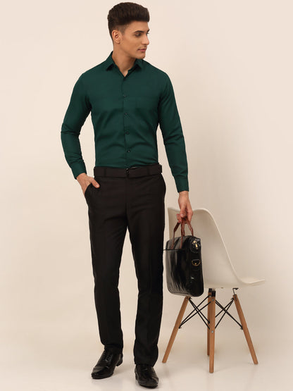 Jainish Men's Green Formal Solid Shirts - Distacart