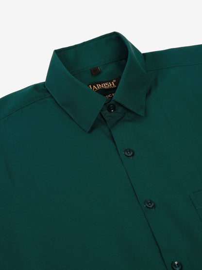 Jainish Men's Green Formal Solid Shirts - Distacart