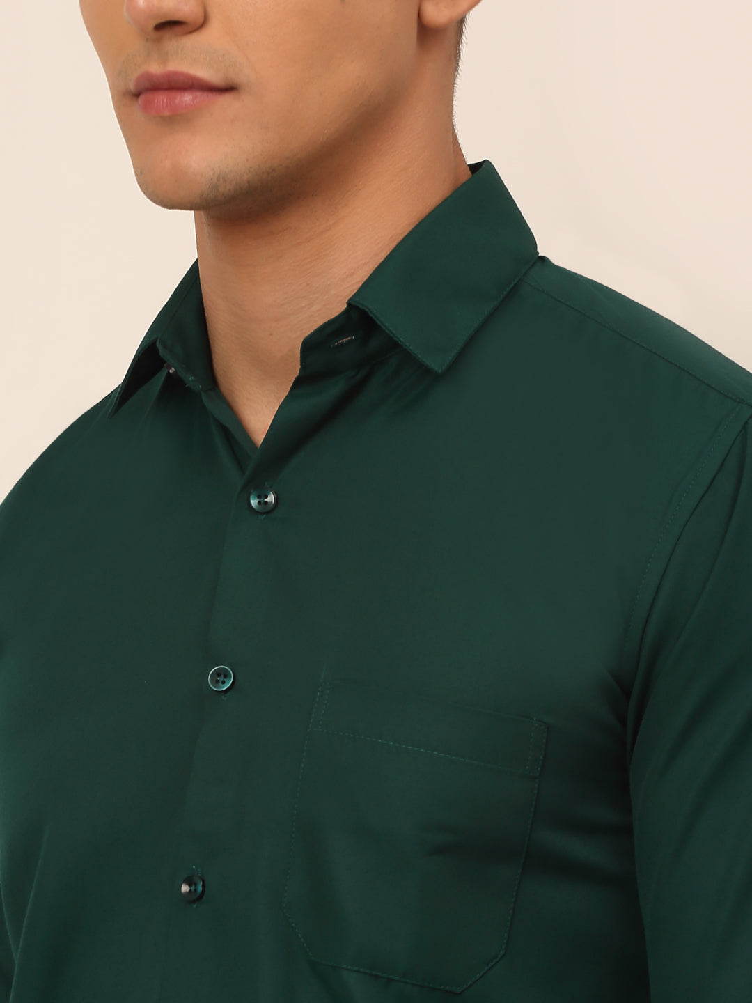 Jainish Men's Green Formal Solid Shirts - Distacart