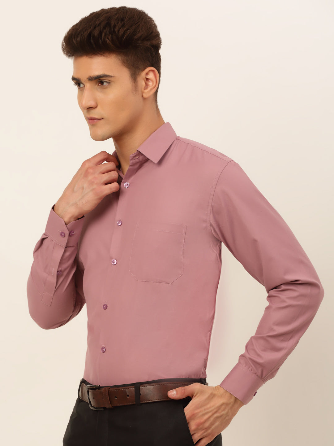 Jainish Men's Magenta Pink Formal Solid Shirts - Distacart