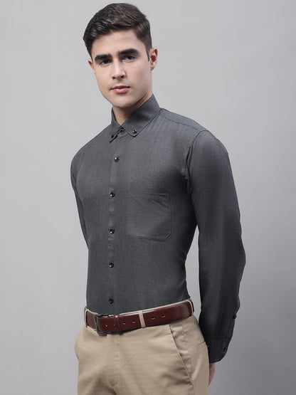 Jainish Men's Charcoal Cotton Solid Formal Shirt - Distacart