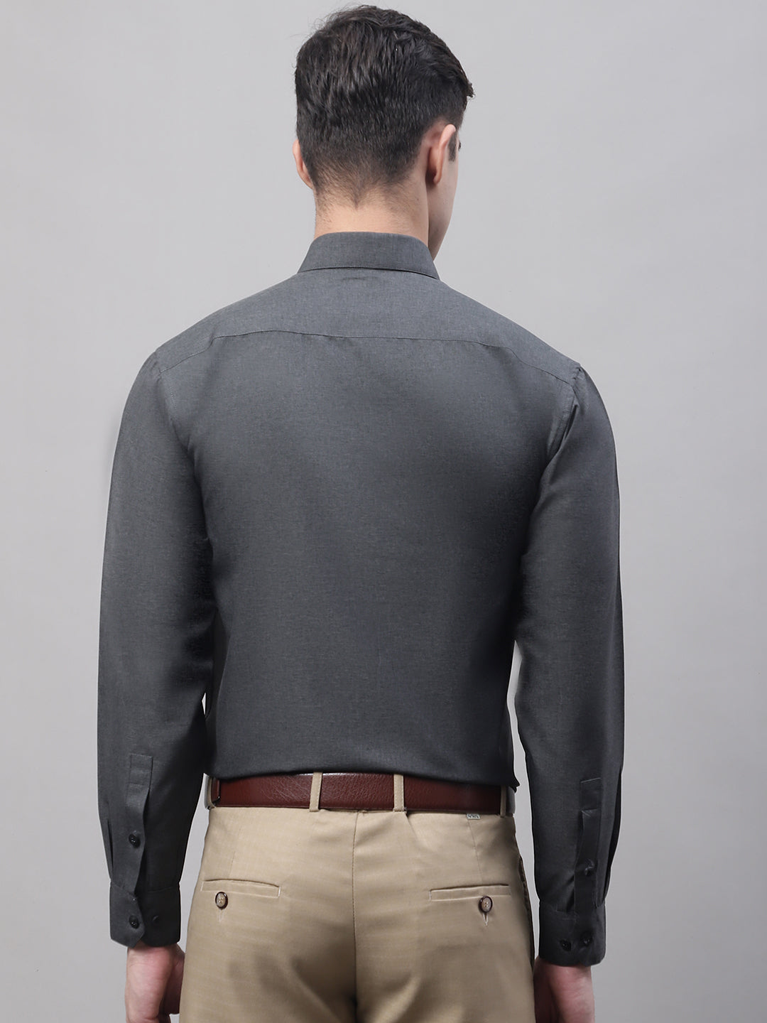 Jainish Men's Charcoal Cotton Solid Formal Shirt - Distacart