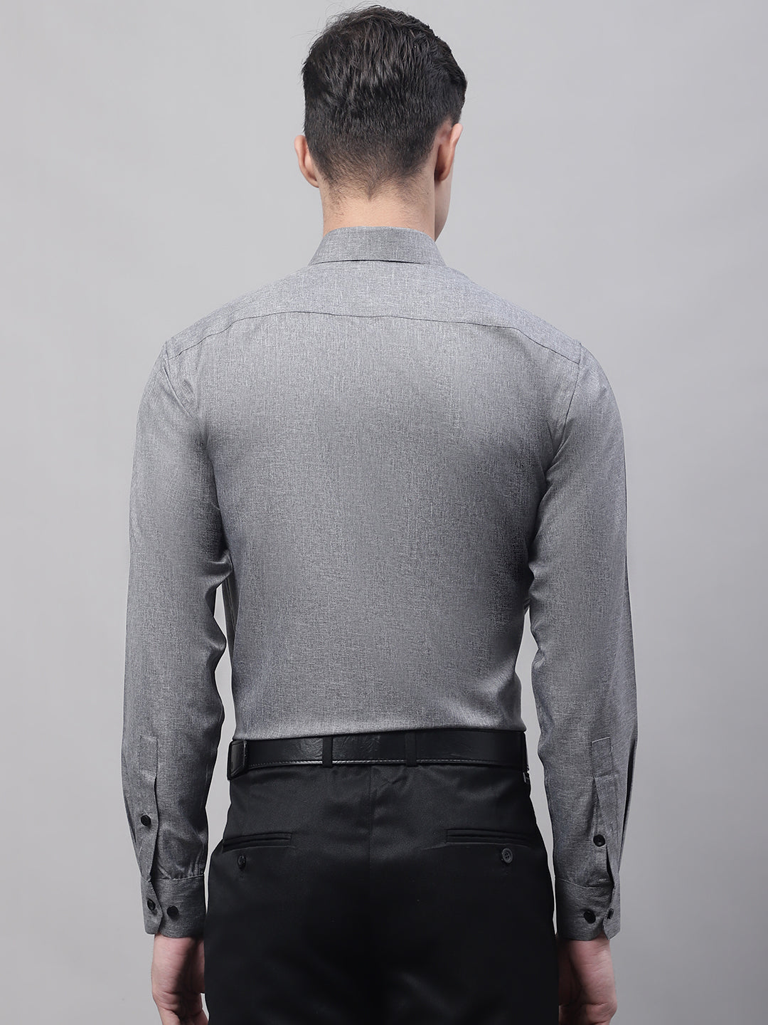 Jainish Men's Dark-Grey Cotton Solid Formal Shirt - Distacart
