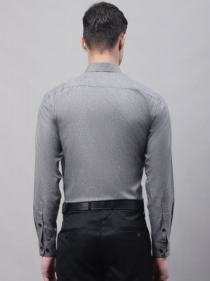Jainish Men's Dark-Grey Cotton Solid Formal Shirt - Distacart