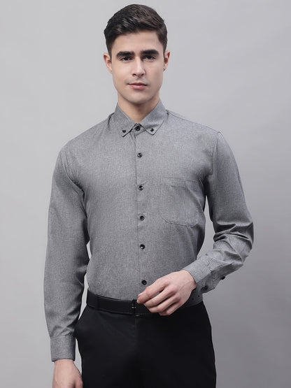 Jainish Men's Dark-Grey Cotton Solid Formal Shirt - Distacart