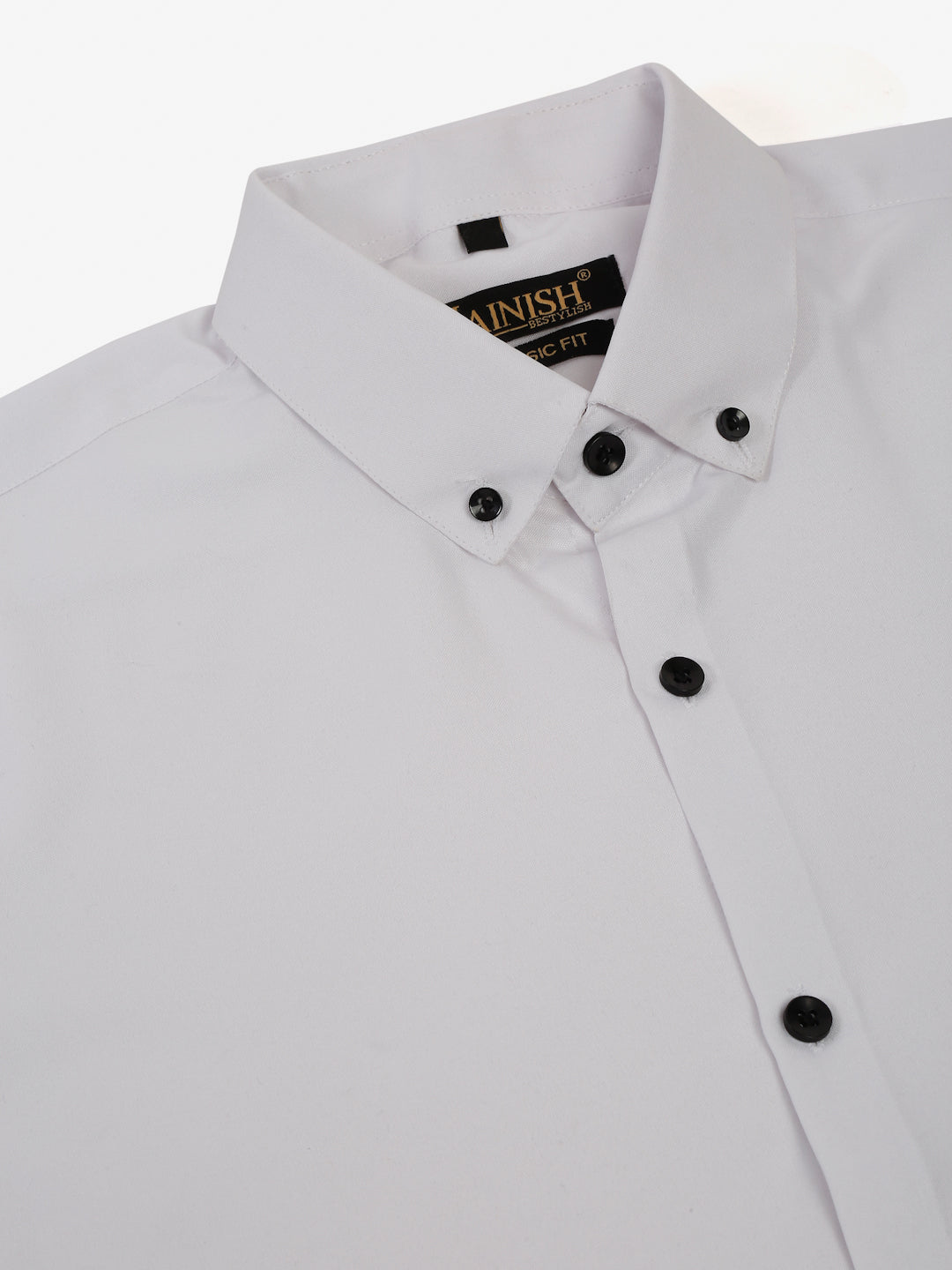 Jainish Men's Cotton Solid Button Down Formal Shirts - White - Distacart