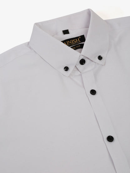 Jainish Men's Cotton Solid Button Down Formal Shirts - White - Distacart