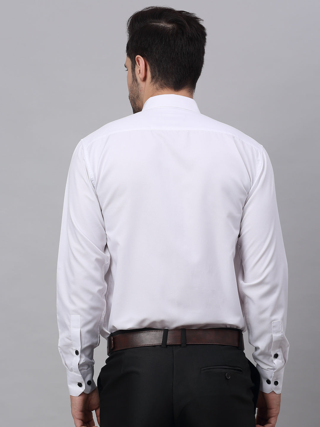 Jainish Men's Cotton Solid Button Down Formal Shirts - White - Distacart