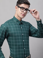 Thumbnail for Jainish Men's Green Cotton Checked Formal Shirt - Distacart